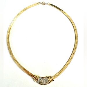 Vintage Avon Gold Tone Pavé Choker Necklace